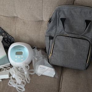 Portable Breast Pump with Gray Backpack